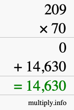 How to calculate 209 times 70 using long multiplication