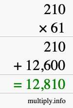 How to calculate 210 times 61 using long multiplication How to calculate 210 times 61 using long multiplication