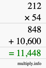 How to calculate 212 times 54 using long multiplication How to calculate 212 times 54 using long multiplication