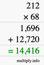 How to calculate 212 times 68 using long multiplication How to calculate 212 times 68 using long multiplication