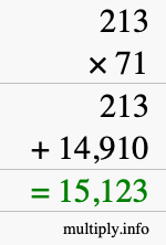 How to calculate 213 times 71 using long multiplication