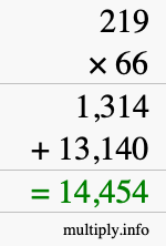 How to calculate 219 times 66 using long multiplication How to calculate 219 times 66 using long multiplication
