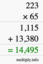 How to calculate 223 times 65 using long multiplication How to calculate 223 times 65 using long multiplication