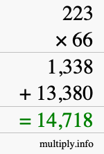 How to calculate 223 times 66 using long multiplication How to calculate 223 times 66 using long multiplication