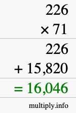How to calculate 226 times 71 using long multiplication