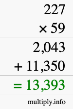 How to calculate 227 times 59 using long multiplication