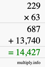 How to calculate 229 times 63 using long multiplication How to calculate 229 times 63 using long multiplication