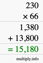 How to calculate 230 times 66 using long multiplication How to calculate 230 times 66 using long multiplication