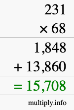 How to calculate 231 times 68 using long multiplication How to calculate 231 times 68 using long multiplication