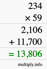 How to calculate 234 times 59 using long multiplication