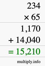 How to calculate 234 times 65 using long multiplication How to calculate 234 times 65 using long multiplication