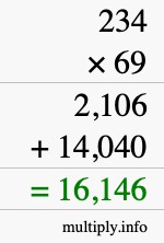 How to calculate 234 times 69 using long multiplication