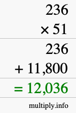 How to calculate 236 times 51 using long multiplication