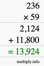 How to calculate 236 times 59 using long multiplication