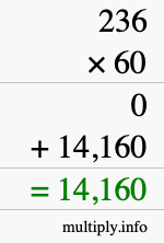 How to calculate 236 times 60 using long multiplication