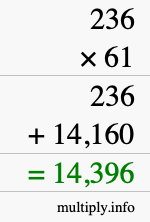 How to calculate 236 times 61 using long multiplication