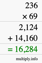How to calculate 236 times 69 using long multiplication