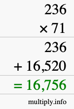 How to calculate 236 times 71 using long multiplication