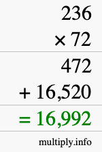 How to calculate 236 times 72 using long multiplication