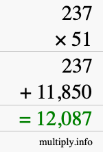 How to calculate 237 times 51 using long multiplication