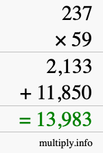 How to calculate 237 times 59 using long multiplication