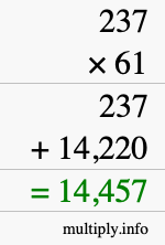 How to calculate 237 times 61 using long multiplication