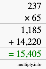 How to calculate 237 times 65 using long multiplication How to calculate 237 times 65 using long multiplication
