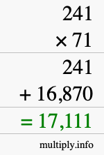 How to calculate 241 times 71 using long multiplication