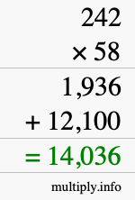 How to calculate 242 times 58 using long multiplication How to calculate 242 times 58 using long multiplication