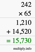 How to calculate 242 times 65 using long multiplication How to calculate 242 times 65 using long multiplication