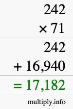 How to calculate 242 times 71 using long multiplication
