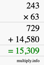 How to calculate 243 times 63 using long multiplication How to calculate 243 times 63 using long multiplication