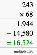 How to calculate 243 times 68 using long multiplication How to calculate 243 times 68 using long multiplication