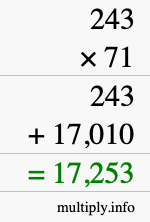 How to calculate 243 times 71 using long multiplication