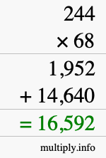 How to calculate 244 times 68 using long multiplication How to calculate 244 times 68 using long multiplication