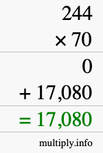 How to calculate 244 times 70 using long multiplication