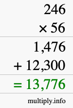 How to calculate 246 times 56 using long multiplication