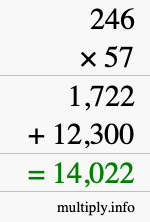 How to calculate 246 times 57 using long multiplication