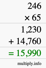 How to calculate 246 times 65 using long multiplication How to calculate 246 times 65 using long multiplication