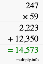 How to calculate 247 times 59 using long multiplication