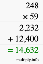 How to calculate 248 times 59 using long multiplication
