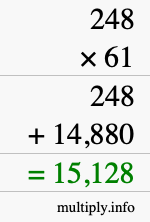 How to calculate 248 times 61 using long multiplication
