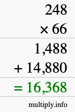 How to calculate 248 times 66 using long multiplication How to calculate 248 times 66 using long multiplication