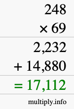 How to calculate 248 times 69 using long multiplication