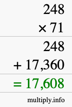 How to calculate 248 times 71 using long multiplication