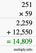 How to calculate 251 times 59 using long multiplication