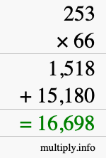 How to calculate 253 times 66 using long multiplication How to calculate 253 times 66 using long multiplication
