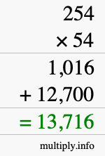 How to calculate 254 times 54 using long multiplication How to calculate 254 times 54 using long multiplication