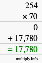 How to calculate 254 times 70 using long multiplication