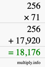 How to calculate 256 times 71 using long multiplication